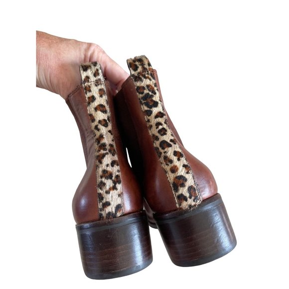 Matisse Moscow Ankle Bootie Pull On 100% Leather Cow‎ Hair Saddle Brown 9M $195 - Picture 9 of 11